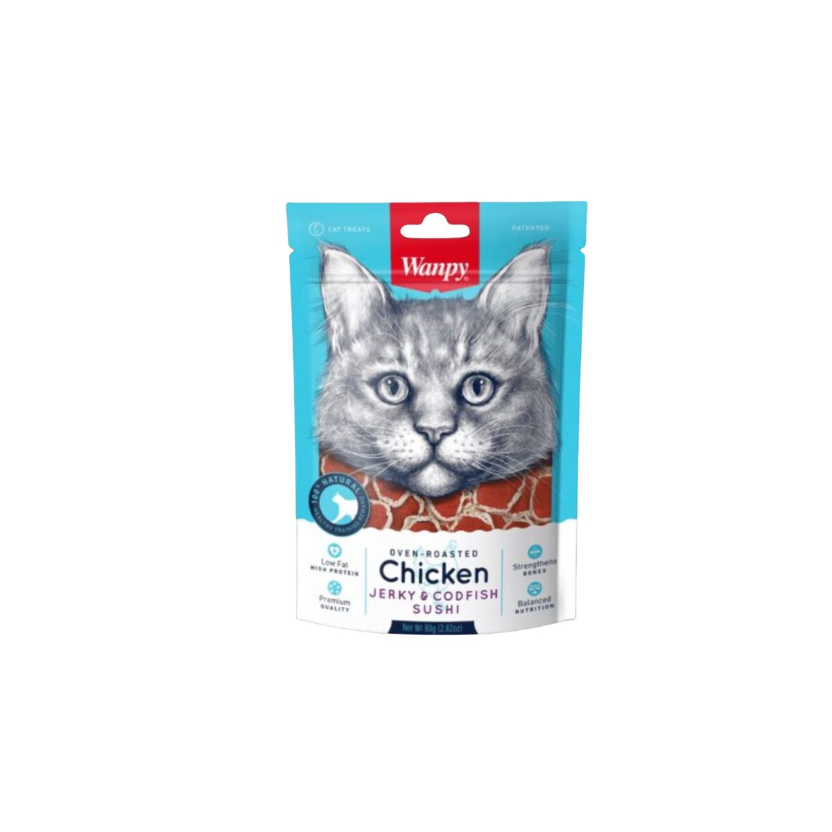 Wanpy Snack Jerky Cat Chicken & Codfish Sushi 80gr